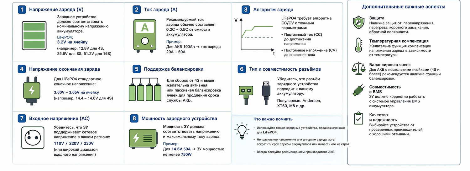 Ключевые параметры выбора зарядного устройства