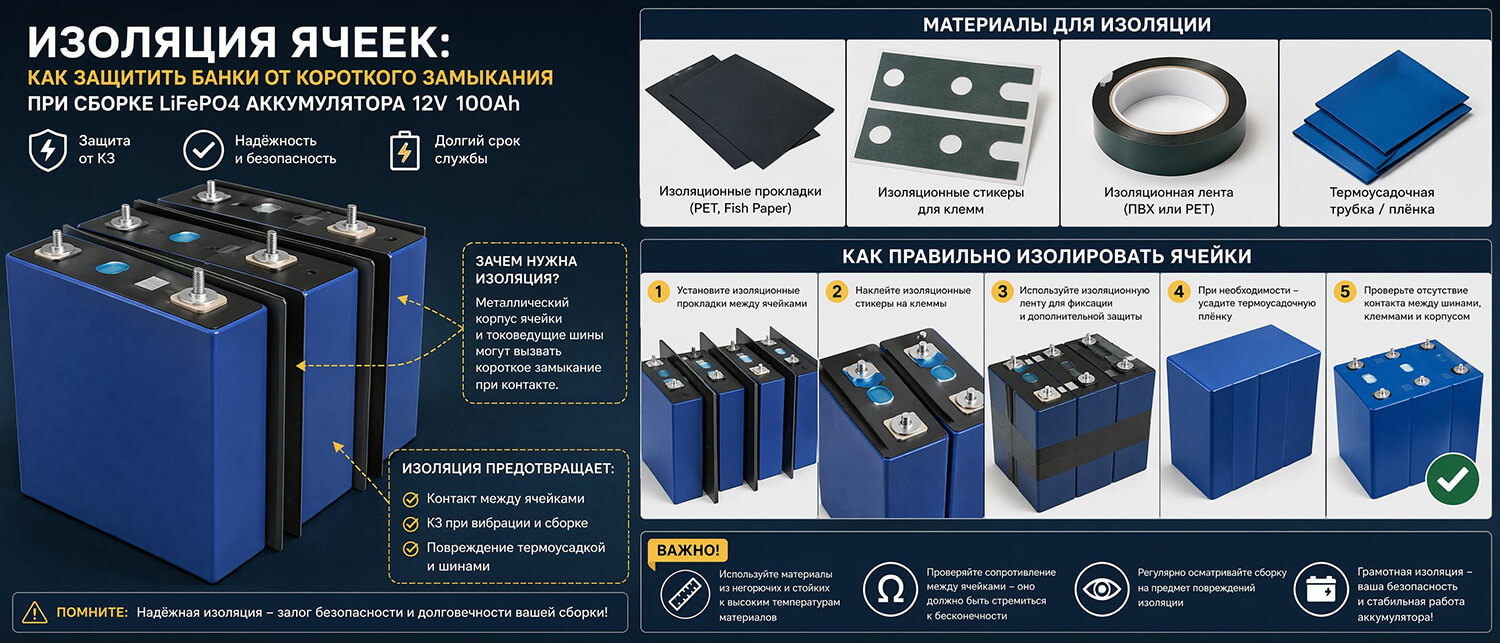 Изоляция ячеек: как защитить банки от короткого замыкания