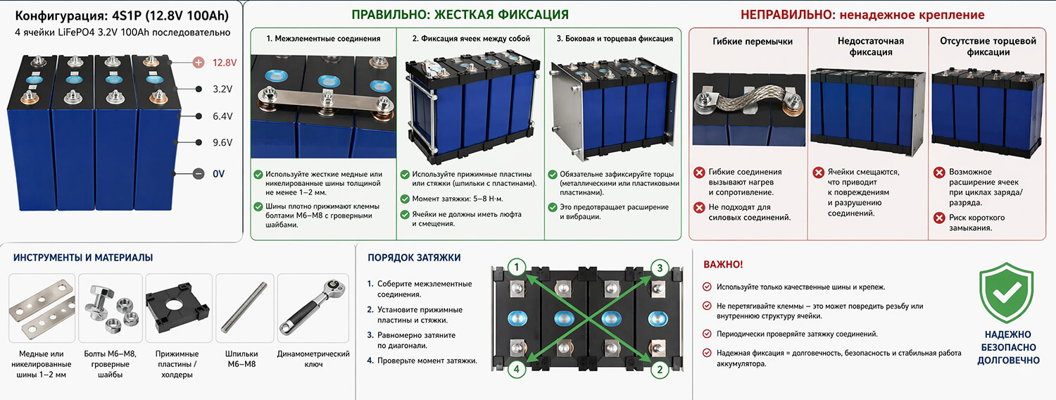 Как правильно скреплять ячейки: жесткая фиксация